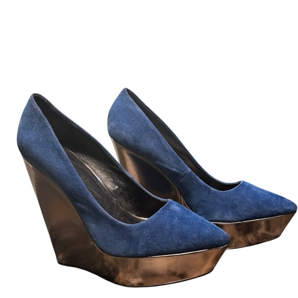 ALDO Blue Wedge High Heel Platform Dress Shoes-size 8.5 (39)